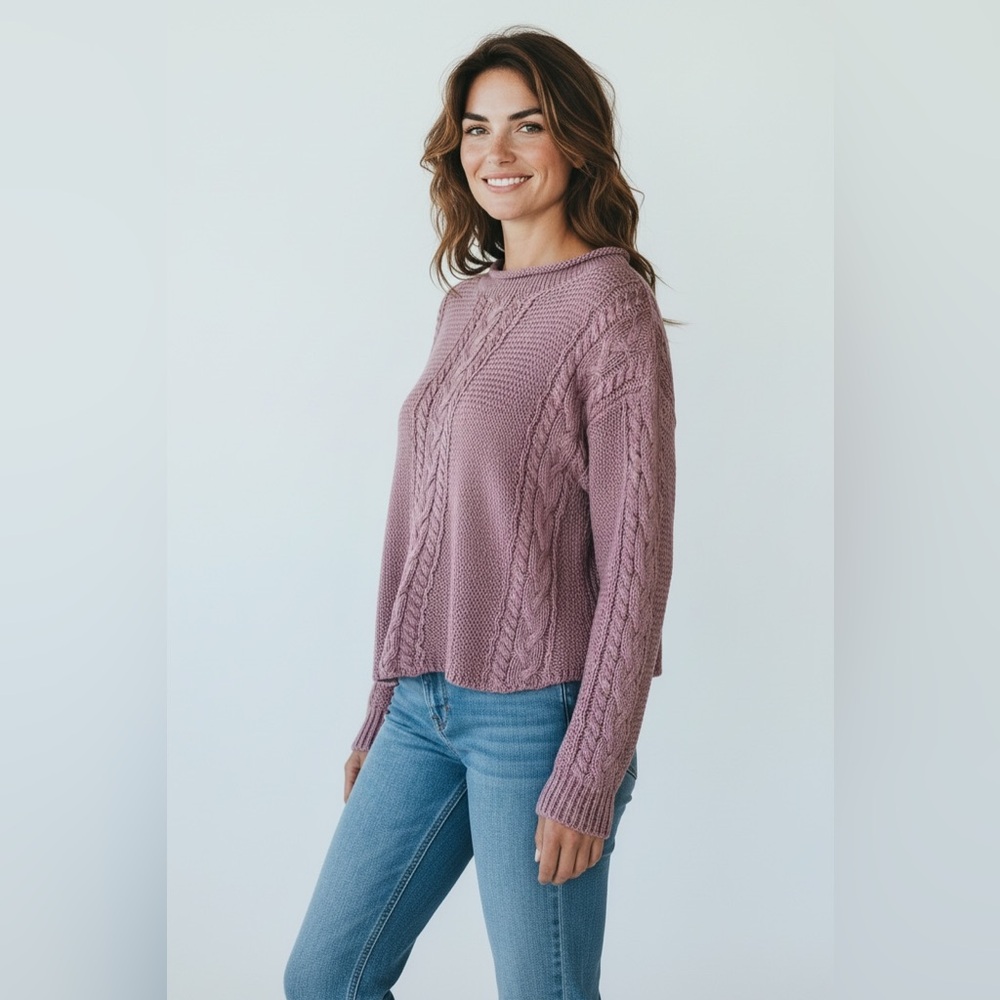 Handmade Lavender/Pink Knitted Sweater Women's Medium